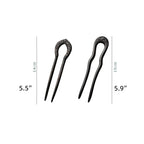 Carved Hair Forks for Buns for Women Two Prong Hair Stick for Long Hair U Shape Wood Hair Pin Handmade Hair Accessories(2pack)