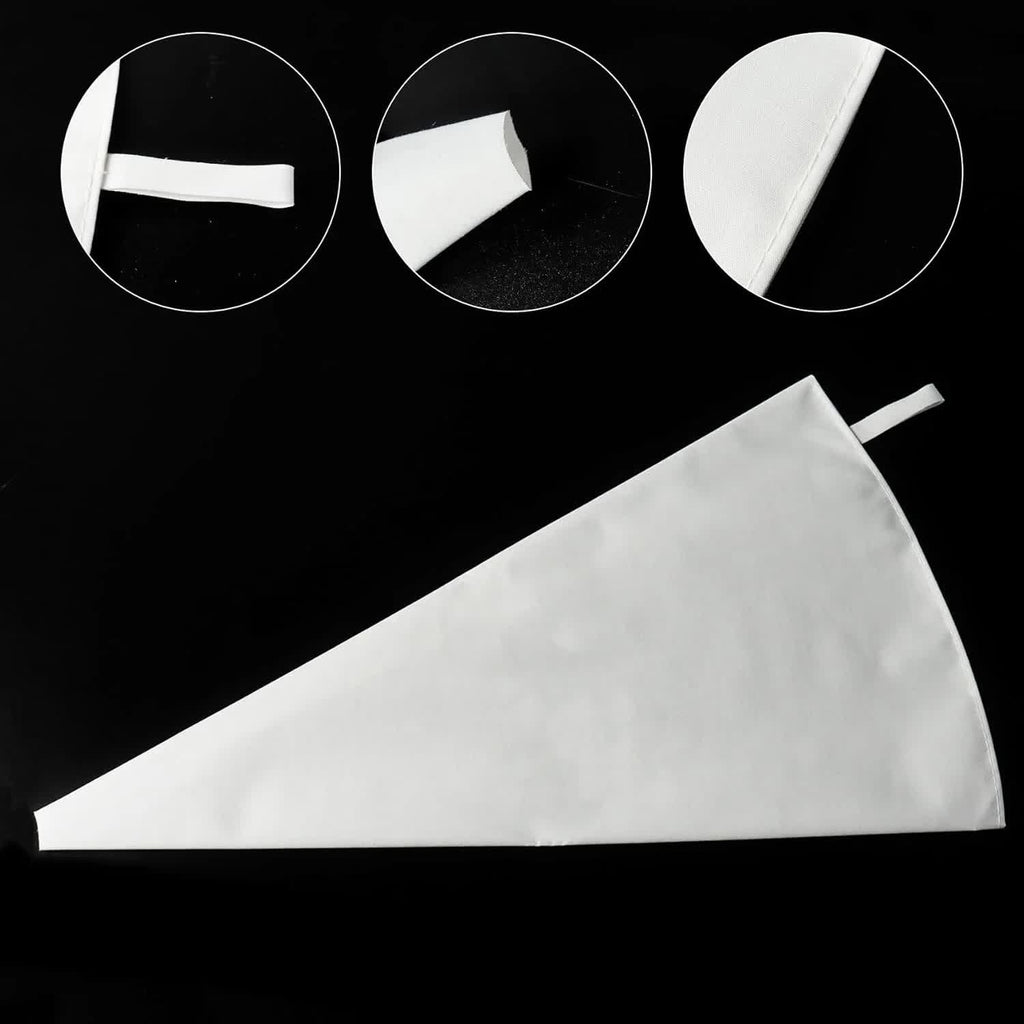 3 Pack Reusable Piping Bags, 18 Inch Cloth Pastry Bags Cake Decorating Bags Icing Piping Bag Hangable Frosting Piping Bags(White)