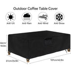 Outdoor Coffee Table Cover, 42"(L) x 24"(W) x 18"(H) Rectangular Patio Coffee Table Cover with Air Vent, Waterproof Windproof Patio Furniture Cover for Coffee Table(Black)