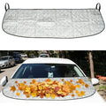 Car Front Windshield Cover Shade, 66.9"×17.7" Windshield Snow Cover for Fallen Leaf Dust and Snow, Universal Windshield Protector for All Seasons(Silver)