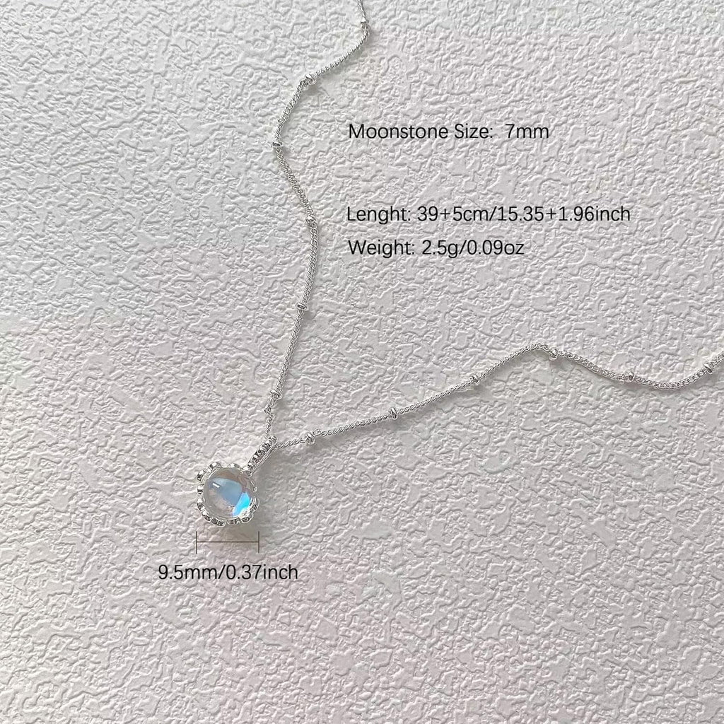 925 Sterling Silver Dainty Moonstone Choker Necklaces for Women Cute Blue Crystal Chain Pendant Necklace Moonstone Jewelry New Beginnings Birthday Wedding Gifts to Daughter Mother