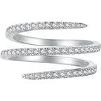 Sterling Silver Wrap Ring For Women Hug Ring Twist Ring 925 CZs Entwined Line Thumb Ring Dainty Statement Rings Multi Lanyed Wedding Band Jewelry Gifts for Her US Size 5-8