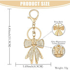Sparkly Cute Initial Letter Rhinestone Bow Keychain for Women Gold Tone Bag Charms Coquette Aesthetic Purse Charms