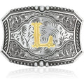 Men's American Western Belt Buckle Knight Vintage Initial Letters A to Z Alphabet Cowboy Rodeo Belt Buckle