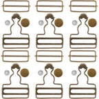 14 Sets Metal Overall Buckles, 1-1/2" Dungaree Replacement Clasp Clips with Adjustable Slide Buckle Buttons for Suspender Jeans Bib Pants DIY Sewing Accessories, Bronze