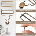 14 Sets Metal Overall Buckles, 1-1/2" Dungaree Replacement Clasp Clips with Adjustable Slide Buckle Buttons for Suspender Jeans Bib Pants DIY Sewing Accessories, Bronze