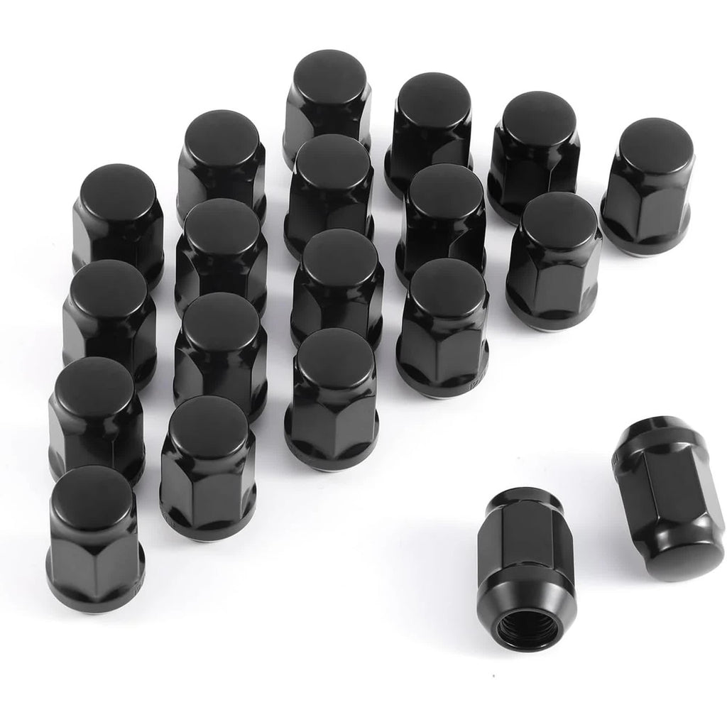 Black Knight M12x1.5 Wheel Lug Nuts, One-Piece Design Bulge Acorn Chrome Lug Nuts for Ford Fusion, Mazda, Chevy Equinox, 20 Count