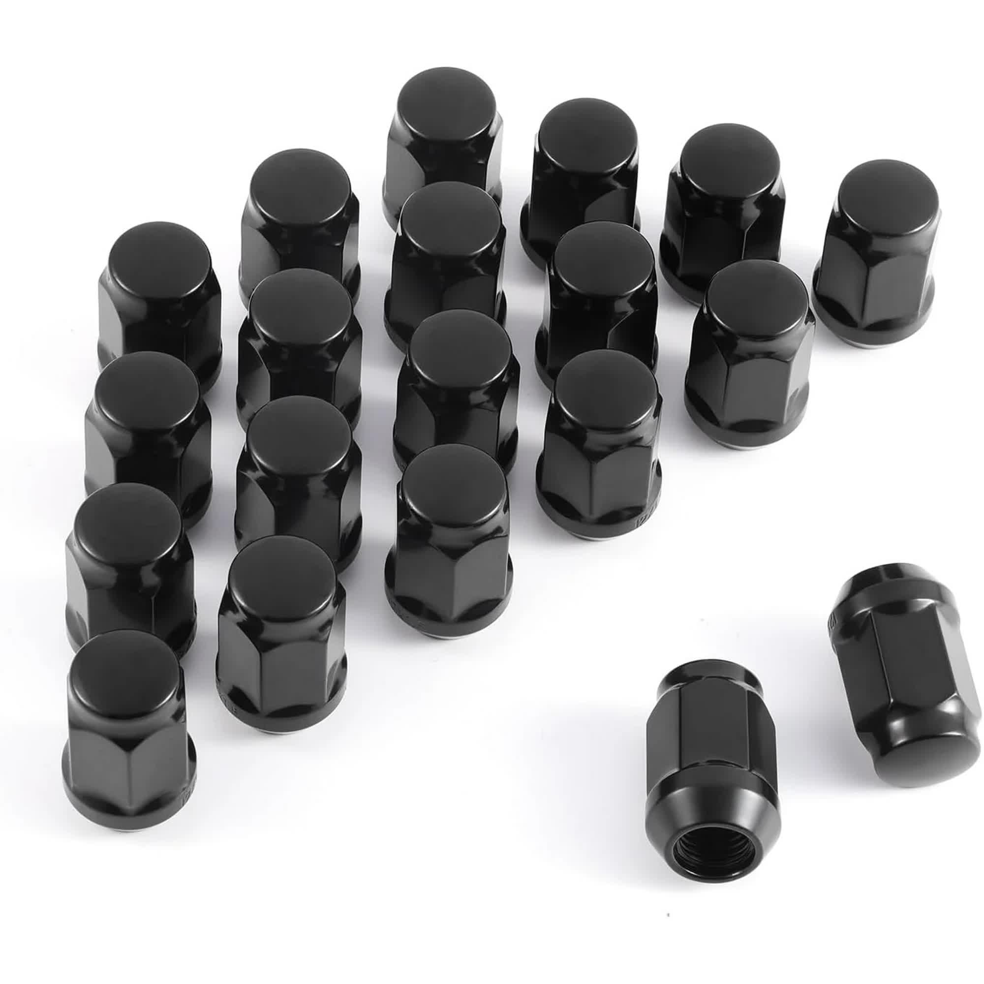 Black Knight M12x1.5 Wheel Lug Nuts, One-Piece Design Bulge Acorn Chrome Lug Nuts for Ford Fusion, Mazda, Chevy Equinox, 20 Count
