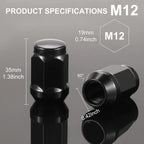 Black Knight M12x1.5 Wheel Lug Nuts, One-Piece Design Bulge Acorn Chrome Lug Nuts for Ford Fusion, Mazda, Chevy Equinox, 20 Count