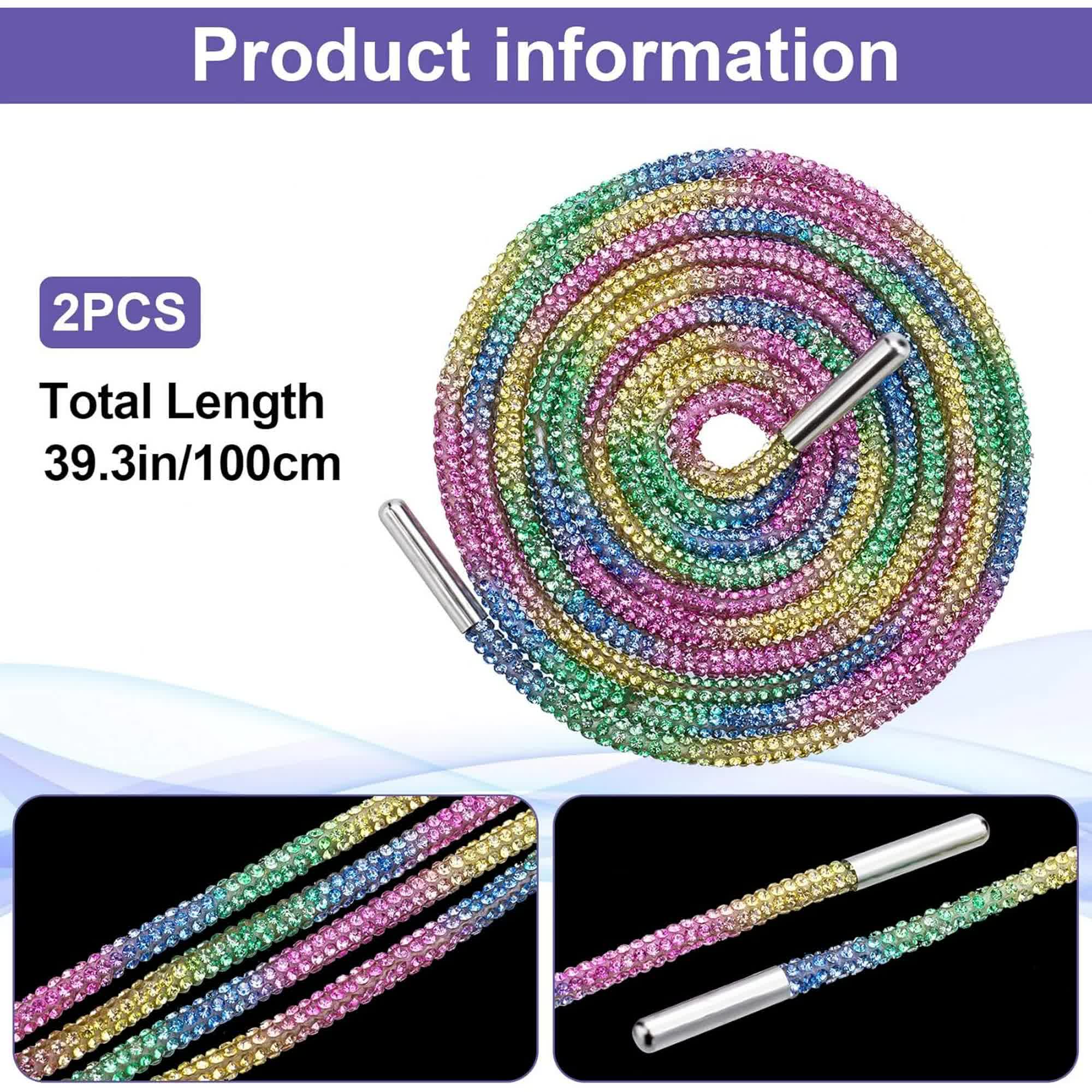 Rhinestone Glitter Rope, Crystal Bling Bling Shiny Round Shoe Laces for Sneakers, Drawstring Cords Replacement