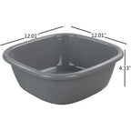 Idotry 4-Pack Baby Small Wash Basin, Gray Plastic Square Dish Pan, 8 Quart
