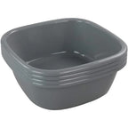 Idotry 4-Pack Baby Small Wash Basin, Gray Plastic Square Dish Pan, 8 Quart