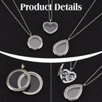 3 Styles Locket Pendant Necklace 304 Stainless Steel Memory Floating Charms Round Memory Necklace Teardrop Heart Pendant Buckle Closure for Women Friendship Necklace Memory Nostalgic