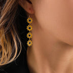 Boho Flower Dangle Earrings for Women,Chic White Yellow Drop Flower Statement Earrings Tropical Beach Jewelry