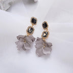 Vintage Acrylic Black Rose Petal Earrings for Women,Dangle Exaggerated Flower Earrings Statement Floral Tassel Earrings Valentine's Day Gift
