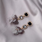 Vintage Acrylic Black Rose Petal Earrings for Women,Dangle Exaggerated Flower Earrings Statement Floral Tassel Earrings Valentine's Day Gift