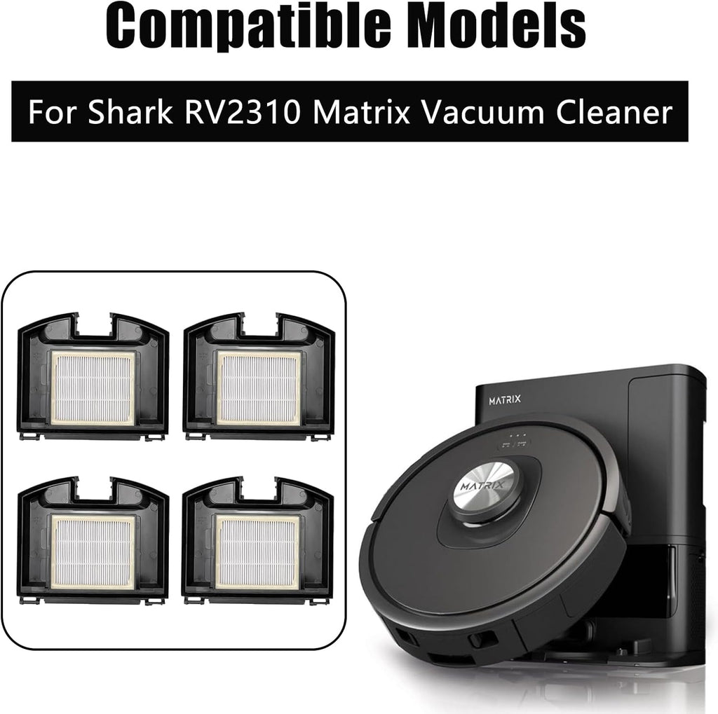 4 Pack HEPA Filters for Shark RV2310 Matrix Robot Vacuum Cleaner, Washable Filter Replacement Accessories
