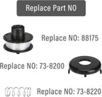 88175 Trimmer Spool Replacement Parts for Toro 51256, 51301, 51302, 51303, 51304, 51305, Replacement Spring and Spool Cap for 10" to 15" Trimmers(3+1+1), 6 Spools 2 Spring 2 Cap