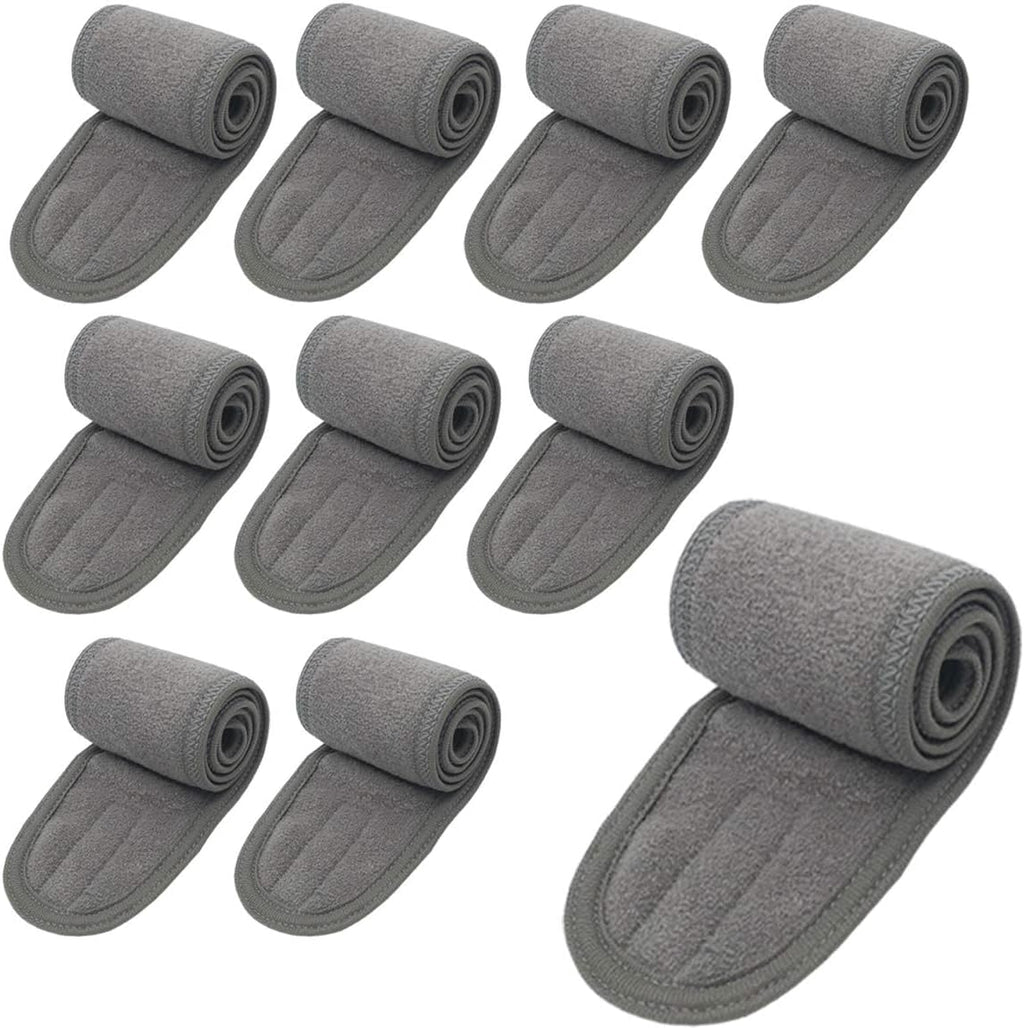 Spa Headband Facial Headbands Makeup Hair Band Washing Face Thick Terry Cloth Head Band for Yoga Sport Shower Adjustable Length Elastic Stretch (10 Pack)