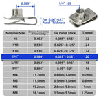 1/4"-20 U-Style Clip-On Nut, U-Type Stainless Steel 18-8 (304) Regular Extruded U-Nut, Pack of 20