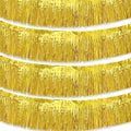 Gold Parade Float Fringe,Tinsel Streamers Banners,Tinsel Fringe Banners,for Party Decoration Parade Float Decorations Graduation Ceremony Decorations Festival Celebration,11.8 in x 9.8 ft,4pack