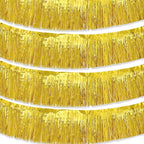 Gold Parade Float Fringe,Tinsel Streamers Banners,Tinsel Fringe Banners,for Party Decoration Parade Float Decorations Graduation Ceremony Decorations Festival Celebration,11.8 in x 9.8 ft,4pack