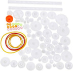 75pcs Mixed Plastic Gearbox Rack Pulley Belt Worm Gear Single & Double-Gear 8-56 Teeth DIY Tool for Robot Repair & Toy Car DIY Kit