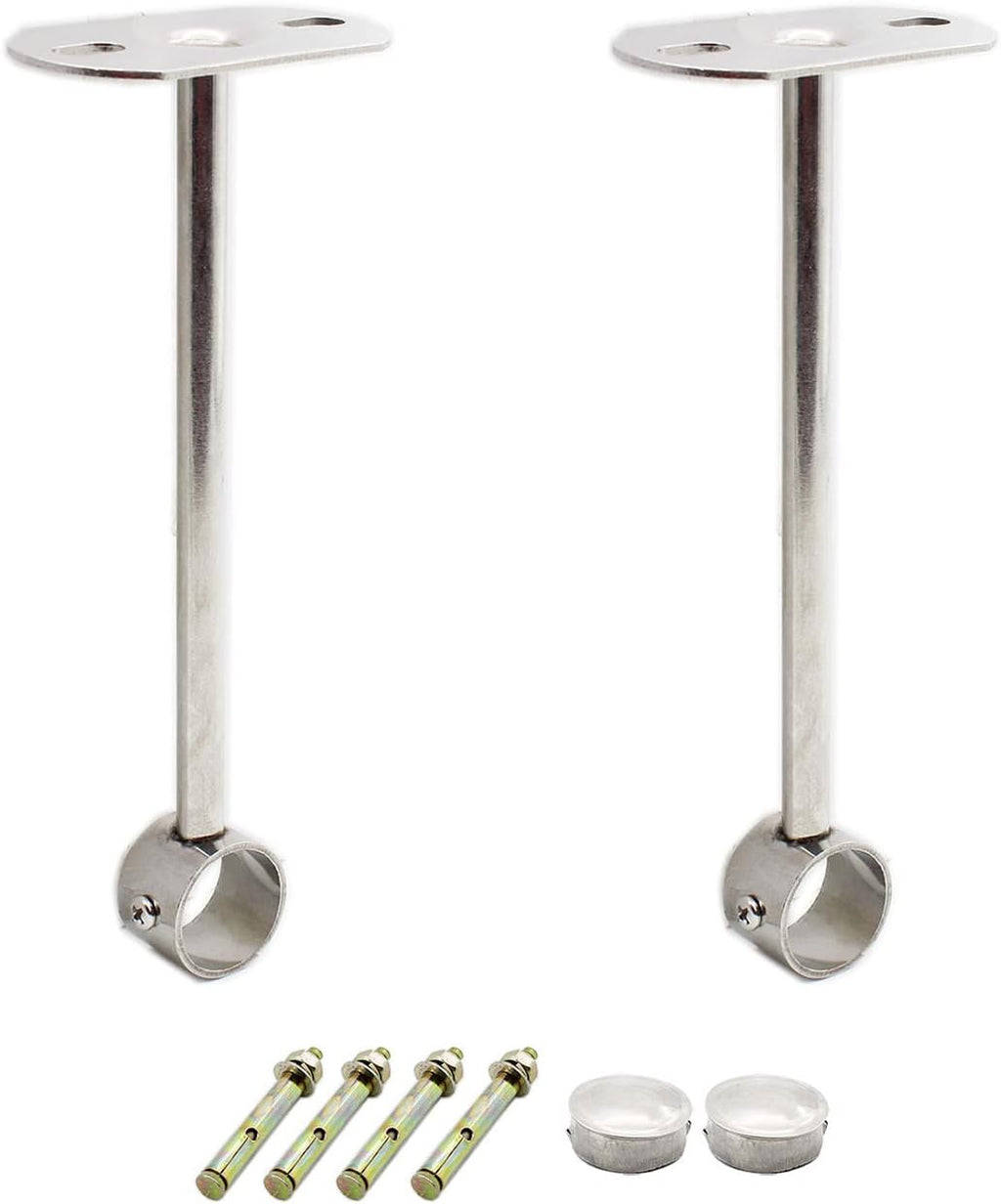 2 Pack Ceiling Mount Bracket, Stainless Steel Wardrobe Pipe Bracket Rod Holder Ceiling Holder,  Shower Curtain Closet Wardrobe Rod Lever Support Holder Pipe Flange Socket (25x250mm/1x10'')