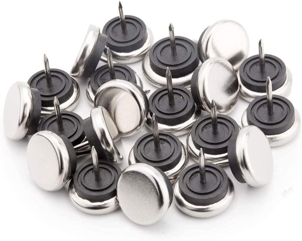 20pcs Round Heavy Duty Furniture Pads, Nail On Furniture Sliders Hardwood Floor Protectors Metal Nail On Glides for Chair Table Desk Cabinet Sofa Couch Leg Feet Non Slip Glides (Dia 19mm)