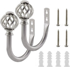 2 Pack Curtain Holdbacks, U Shaped Wall Mounted Curtain Tieback Hooks Drapery Tiebacks Decorative Curtain Hooks Window Treatment Holdbacks Hardware for Home Decor (Silver)