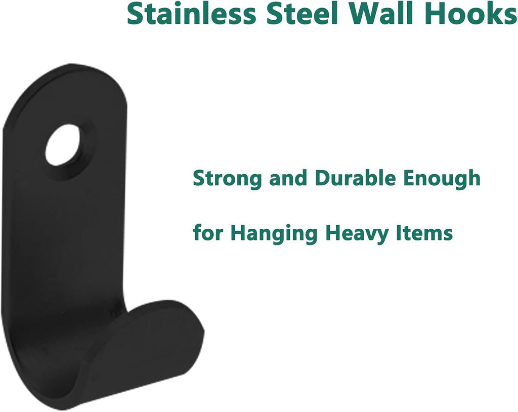 Stainless Steel J Hook, Sturdy Heavy Duty Picture Hanger,Wall Mounted Hook Hardware,Metal Mini J Hook,20PCS Coat Hooks with Screws for Wall Picture Frames (Black, 35 * 16mm/1.37 * 0.62")