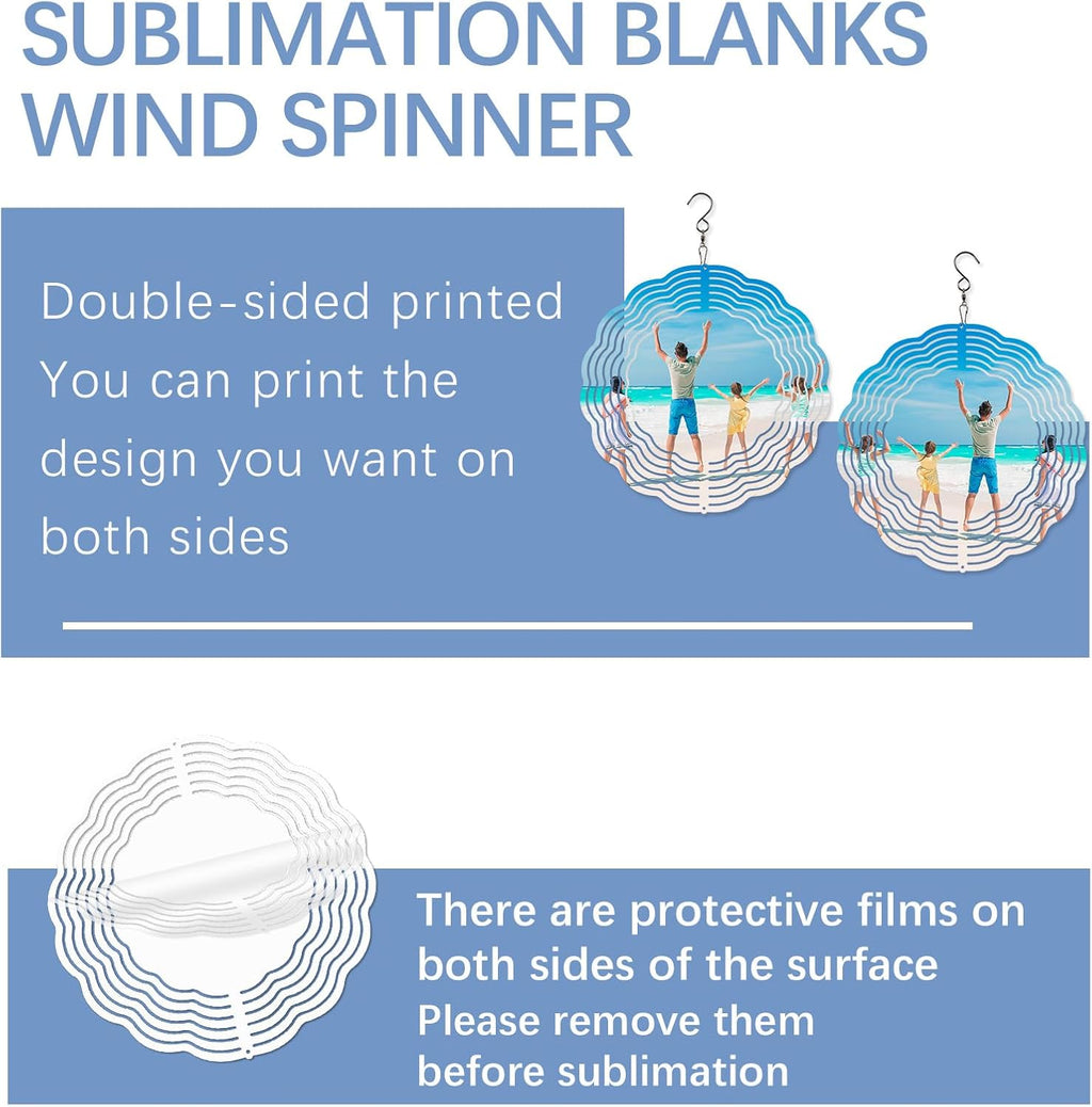 8 Pcs Sublimation Wind Spinner Blanks 8 Inch Bulk Aluminum Metal Sublimation Blanks Product Heat Press Transfer Outdoor Garden Decoration Sublimation Blank Wind Spinners for DIY Gift