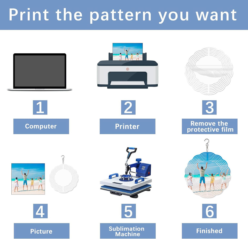 8 Pcs Sublimation Wind Spinner Blanks 8 Inch Bulk Aluminum Metal Sublimation Blanks Product Heat Press Transfer Outdoor Garden Decoration Sublimation Blank Wind Spinners for DIY Gift