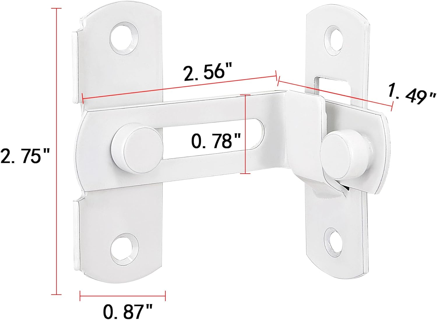 4 Packs Flip Door Sliding Latches，White 90 Degree Stainless Steel Bar Gate Latches Safety Door Lock,Sliding Door Antique Lock Gate Latches Wine Cabinet Carbon Steel Closet Door Latches  White    White