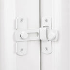 4 Packs Flip Door Sliding Latches，White 90 Degree Stainless Steel Bar Gate Latches Safety Door Lock,Sliding Door Antique Lock Gate Latches Wine Cabinet Carbon Steel Closet Door Latches  White    White