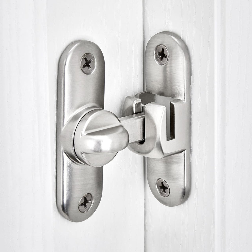 Silvery Barn Door Latches,90/180 Degree Gate Lock,Flip Gate Latches Hardware,Zinc Alloy Right Angle Door Lock Latch,Door Security Sliding Door Latch Lock for Cabinets,Bathroom Silvery_1 Pack
