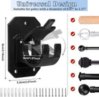 8PCS No Drill Curtain Rod Brackets,Nail Free Adjustable Curtain Rods No Drilling,Self Adhesive Curtain Rod Holder,Perforated Curtain Rod Hook,Non Screw Stick On Sticky Black Drape Pole Hanger Black