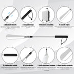 Extendable Shoe Horn, Premium Stainless Steel Adjustable Handle Shoe Lifter with Long Handle Shoehorn Telescopic Travel Shoe Helper Shoe Aid Tools for Women Men Seniors