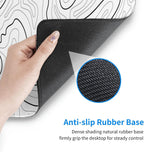 Abstract Topographic Map White Grey Black Gaming Mouse Pad Long Mouse Pad Large Desk Mat 31.5 X 11.8 Inch Mousepad with Non-Slip Base Stitched Edge Keyboard Mat for Gaming Office  Light Grey White