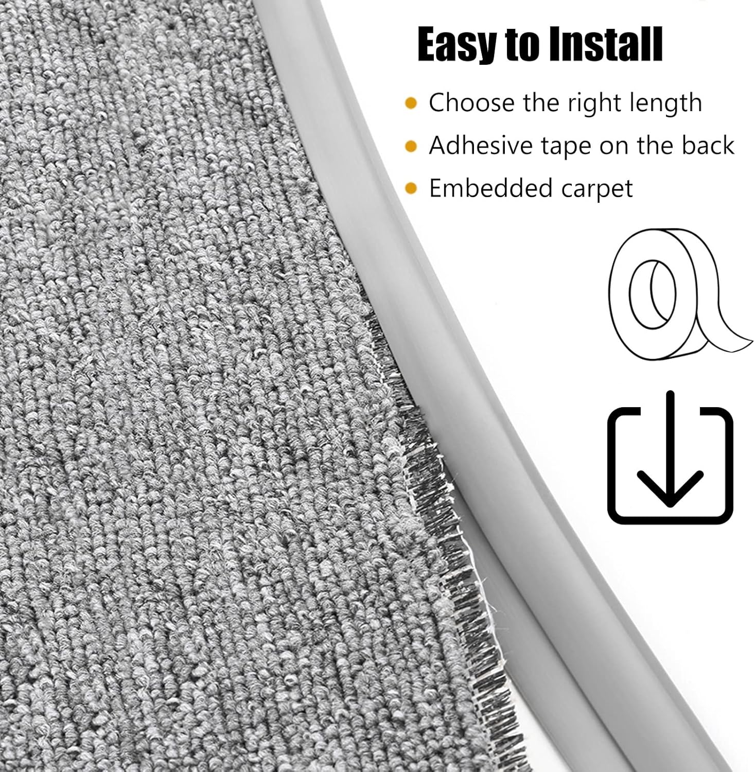 Carpet Edge Binding Trim, Self Adhesive Grey Floor Transition Strip/Rugs Edging Bar for Indoor Doormat Protect, Flexible PVC Seal Molding for Robot Vacuum Cleaner (700cm (23ft))   700cm (23ft)