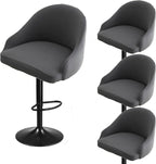 Bar Stool Slipcovers, Swivel Chair Covers with Back, Stretch Counter Bar Stool Covers for Armchair, Kitchen Island Grey 4pcs