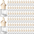 100 Pcs Car Air Fresheners Diffuser with Wooden Empty Aromatherapy Diffuser Clear Fragrance Holder Pendant Hanging Perfume Fresheners Bottles for Car Decor(Clear Classic)
