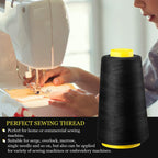 6 Rolls 3000 Yard Each Serger Thread Polyester Cones Spool Thread for Sewing Serger Overlock Quilting Sewing Machine (Black, White, Beige, Grey, Dark Grey, Coffee)  Black, White, Beige, Grey,