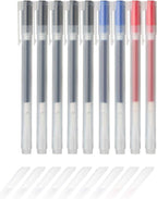 Gel Ink Ballpoint Pens 0.38mm Set of 9 Pack (5 Black 2 Blue 2 Red) Red-2