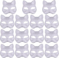 Cat Mask, Cat Mask 15 pcs Half Fox Mask White Therian Mask Diy Paintable Blank Mask for Holloween, Masquerade Party, Cosplay