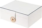 Jewelry Box Organizer for Necklaces, Earrings, Bracelets, Rings, Large PU Leather Jewelry Box with 3 Stackable Layers (White)