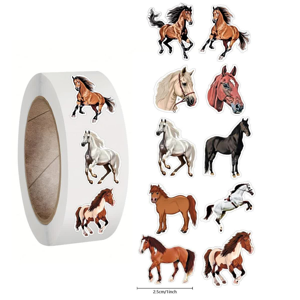 500pcs Cartoon Animal Roll Stickers Bee Horse Dog Chicken Frog Unicorn Notebook Stickers Waterproof Self-adhesive Paper with Hefe Frog