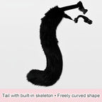 Plush mask with fox tail and ears set, cat tail fox costume cosplay costume with cat ears and paw gloves halloween cosplay gray grey