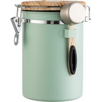 Green Coffee Container with CO2 Valve 1.8L Airtight Storage Jar