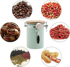 Green Coffee Container with CO2 Valve 1.8L Airtight Storage Jar